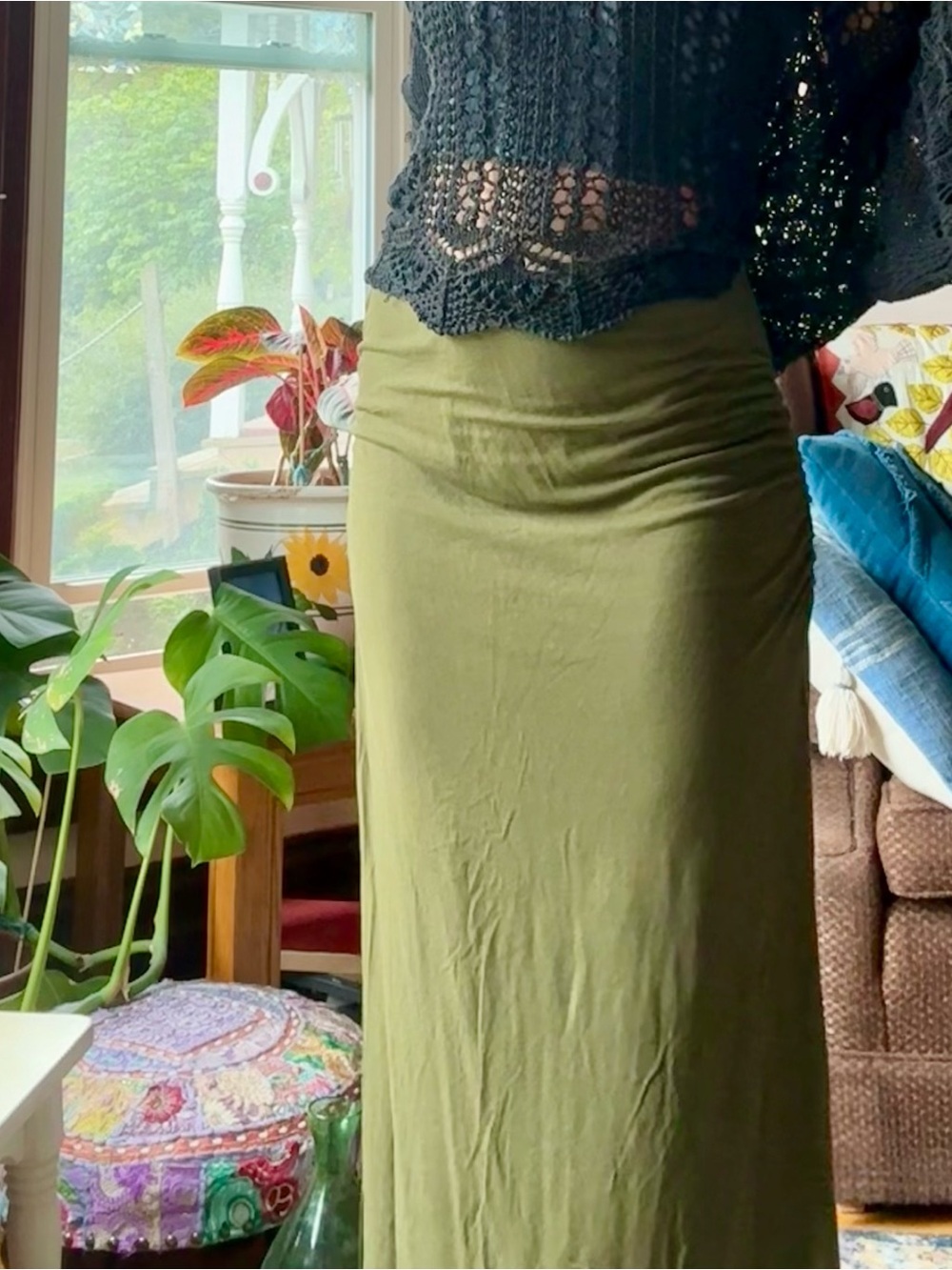 Women's Olive Green Maxi Skirt